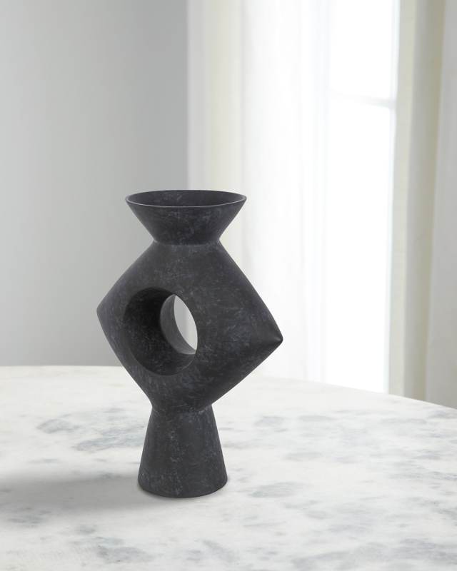 Yagya 17" Ceramic Vase, Black